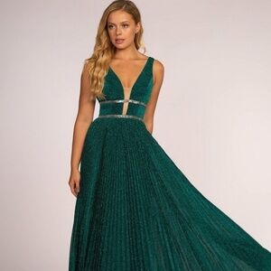 PARTY GLITTER FROM A-LINE GOWN DRESS GL2501 GREEN